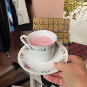 Floral Teacup Candle with Saucer